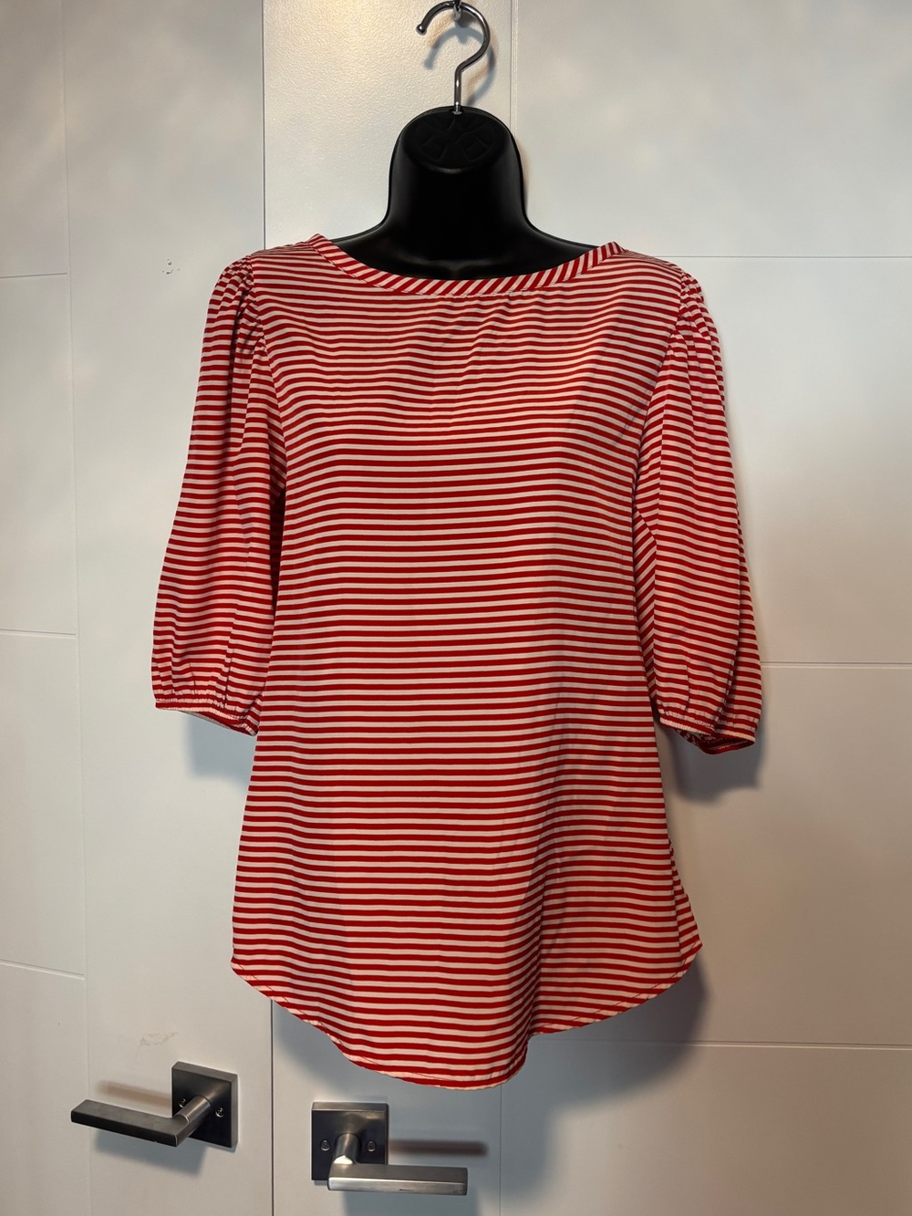 Everly Red and White Striped Boatneck Top